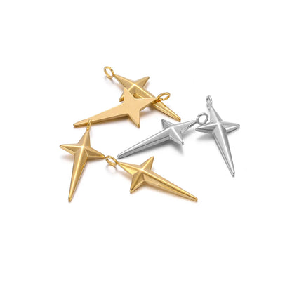 18K PVD Gold Plated Stainless Steel Cross Star Charms Pendant for DIY Jewelry Necklace Bracelet Earrings Making