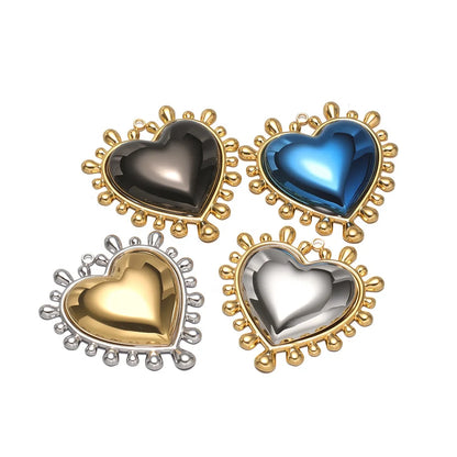 New Arrival Stainless Steel 18k Gold Plated Sun Big Heart Shape Charms Pendant for DIY Jewelry Necklace Making