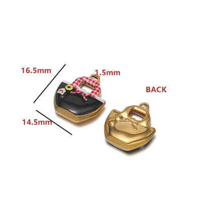 High Quality Jinrou 18K Gold Plated Stainless Steel Enamel Handbag Shape Pendant for Necklace and Earrings Jewelry Making