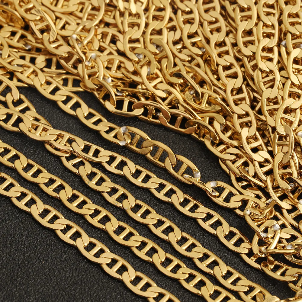 D822 Amazing Hot Pig Nose Coffee Bead Chain 18k PVD Plated Stainless Steel Chain for Necklace Bracelet Making Wholesale