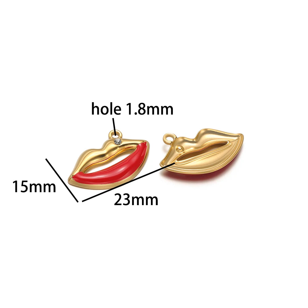 Wholesale 18k Gold Plated Stainless Steel Enamel Ladybird Insect Apple Strawberry Mushroom Charm Pendant for Jewelry Making