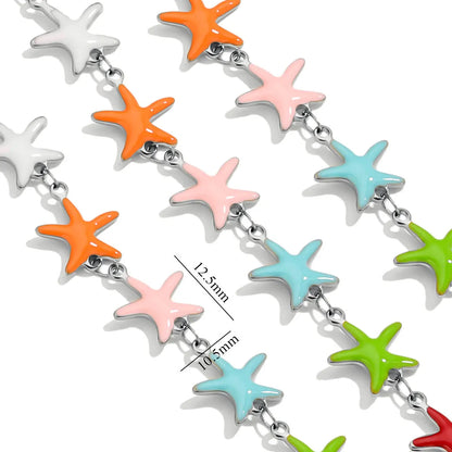 D829 Stainless Steel Ocean Series Enamel Roll Chains Starfish Octopus Fish Connector Chains DIY for Bracelet Necklace Making