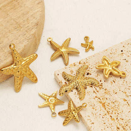 Ocean Style Sea Star Charm Stainless Steel 18K Gold Plated Starfish Charm Pendant for Jewelry Earring Necklace Making