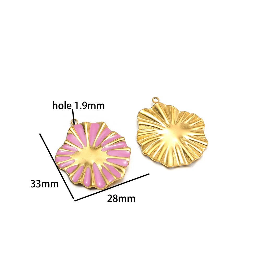Vintage Style Stainless Steel 18k Gold Plated Enamel Star Round Charm Pendant for Jewelry Necklace Making Accessories