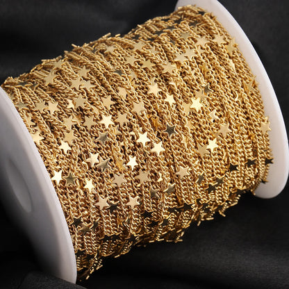 D495 High Quality Star Flower Chain 18k Gold Plated Stainless Steel Necklace Jewelry Making Chain