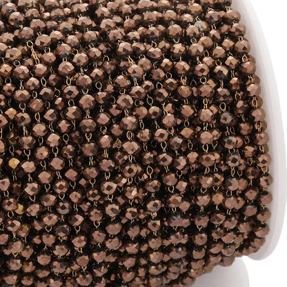 E234 3.5mm Width Gold Plated Chain Waterproof Stainless Steel Beaded Chains for Jewelry Custom Diy