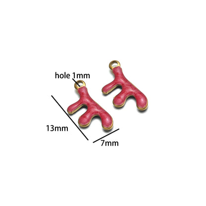 Waterproof 18k Gold Plated Stainless Steel Enamel Coral Charm Pendant for Diy Necklace Jewelry Making Accessories