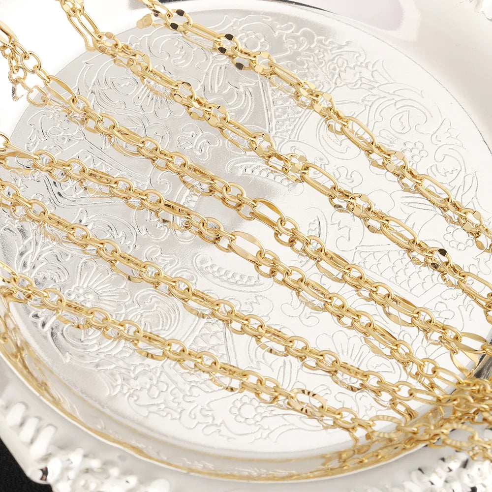 D655 New High Quality Stainless Steel Chain Unique Figaro Bulk Link Roll Chain with Gold Silver Plated Wholesale