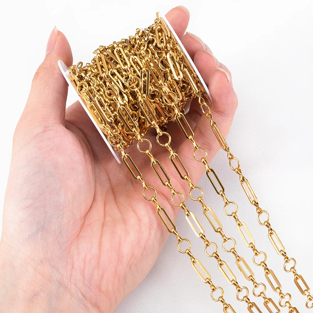 B4921 DIY 18K Gold Chain Pvd Stainless Steel Roller Figaro Cross Chain for Choker Anklet