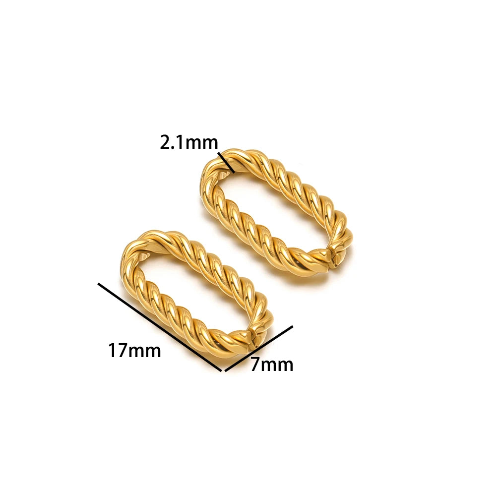 Simple 18k Gold Plated Stainless Steel  Twist Round Oval square Charm Pendant for DIY Handmade Necklace Jewelry Making