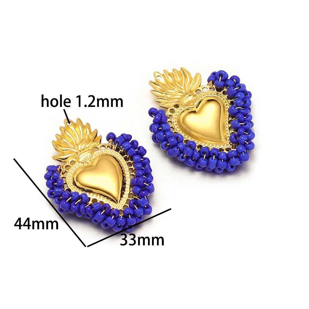 Bead Heart Pendants 18k Gold Plated Stainless Steel Heart Charm Pendant for DIY Necklace Jewelry Making Jewelry Findings