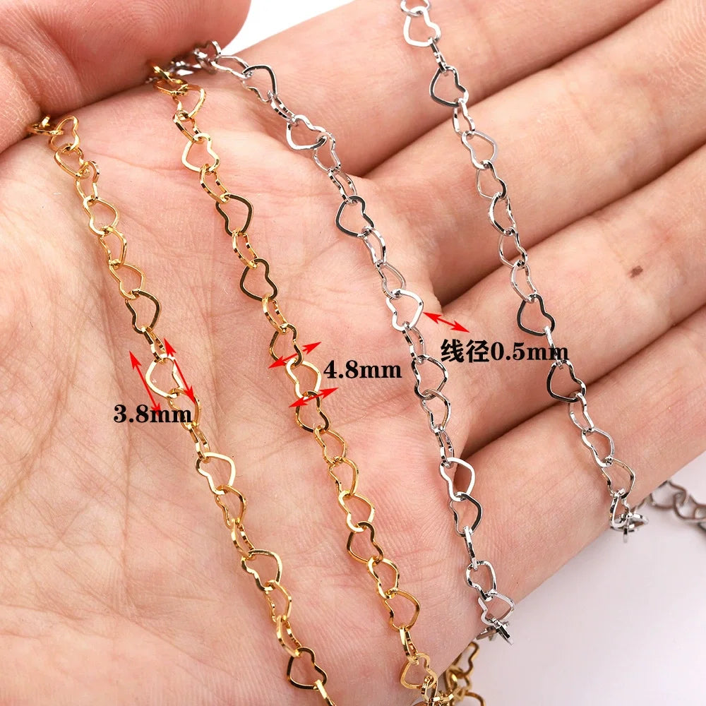 B350 Hot Sale 14K Gold Filled Heart Chain Jewelry Bulk Chain Stainless Steel Non Tarnish Chain for Diy