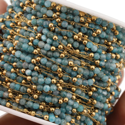 E250 Summer Beach Stainless Steel Jewelry Waterproof Crystal Beads Chains Colored Natural Stone Chains Diy