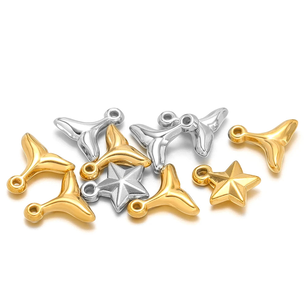 Special Design 18k Gold Plated Stainless Steel Fishtail Star Charm Pendant for Jewelry Making Accessories