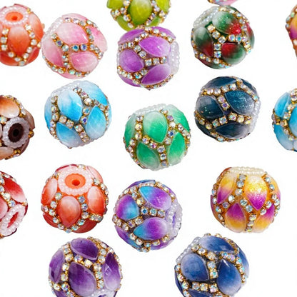 Gradient Glitter Lotus Petal Handmade Acrylic Focal Beads 20MM Multi-Color Random Mix for DIY Beadable Pen & Keychain Wholesale