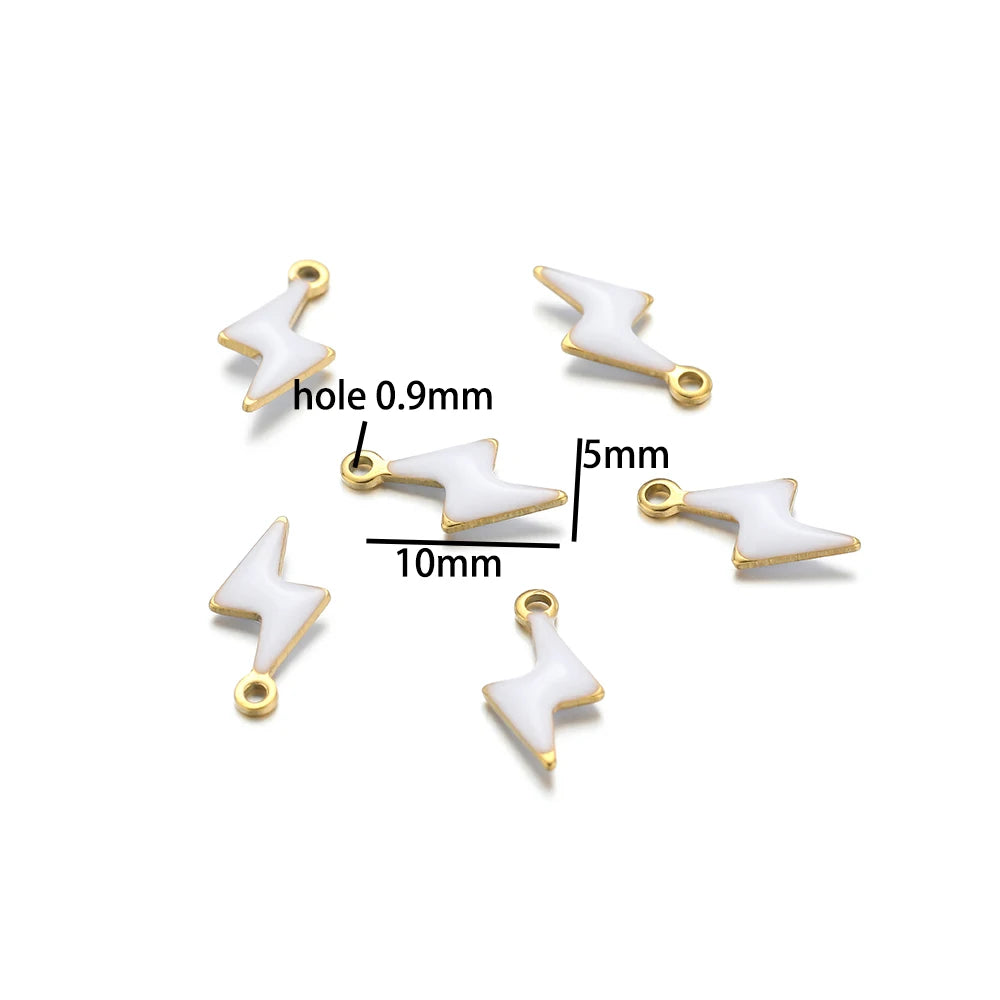 Luxury Charms 304 Stainless Steel 18k Gold Plated Moon Star Cross Lightning Enamel Charm Pendant for DIY Jewelry  Making