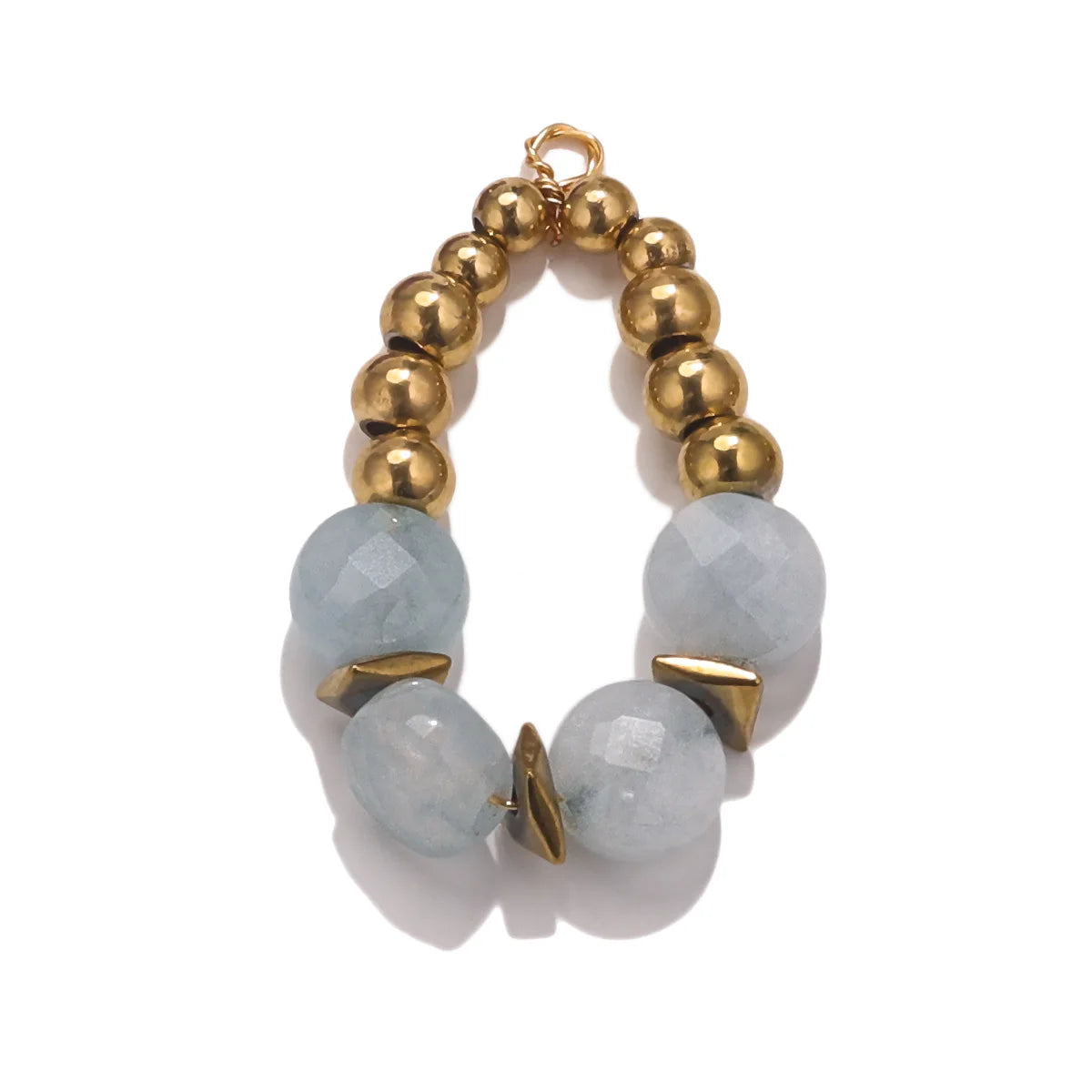 Bohemian Style Stainless Steel Gold Plated Natural Gemstone Stone Beads Charm Pendant for Jewelry Making