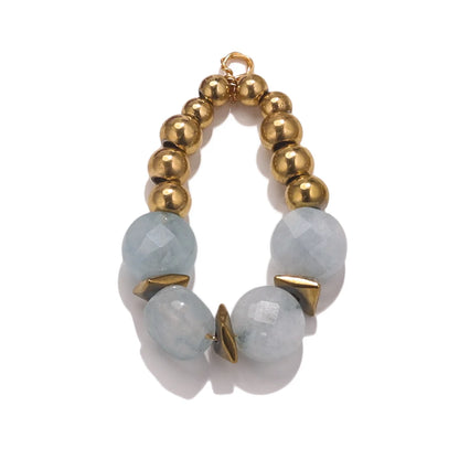 Bohemian Style Stainless Steel Gold Plated Natural Gemstone Stone Beads Charm Pendant for Jewelry Making