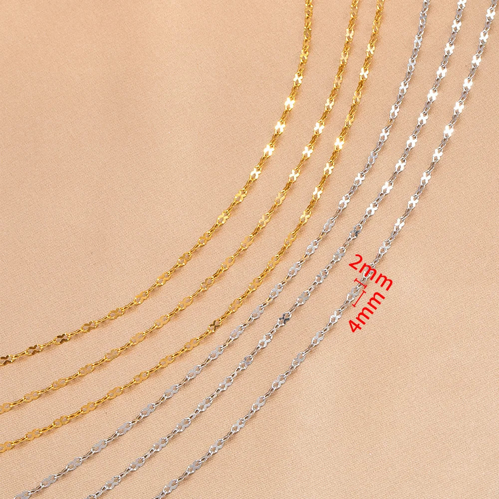 E127 Fashion Silver Gold Plated Chain Waterproof Stainless Steel Link Chains 8 Connector Chains for Jewelry Custom