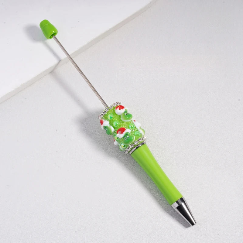 Bulk Christmas Green Master Character Plastic Beadable Pen Rhinestone  Ballpoint Pen for Gift School Office Writing Supplies