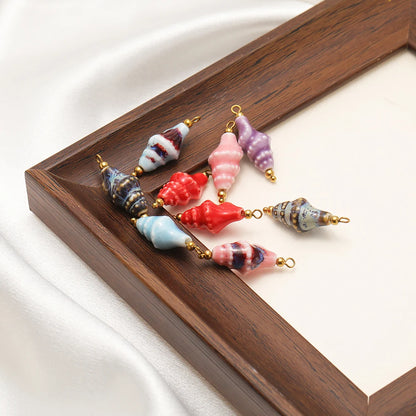 2mm Hole Ceramic Sea Snail Spacer Beads Glazed Porcelain Shell Beads for Jewelry Making DIY Bracelet Accessories Wholesale