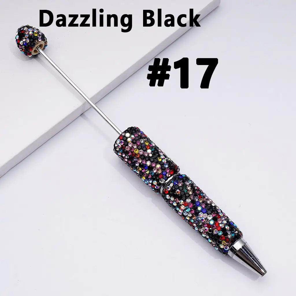 Full Rhinestone Beadable Clay Ballpoint Pens - DIY Beaded Plastic Pen for School Office Gift