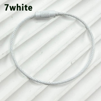 100pcs Solid Color Spray Painted Beadable Classic Gift Keychain Ring Rotatable Screw Wire Rope DIY Bag Jewelry Accessories