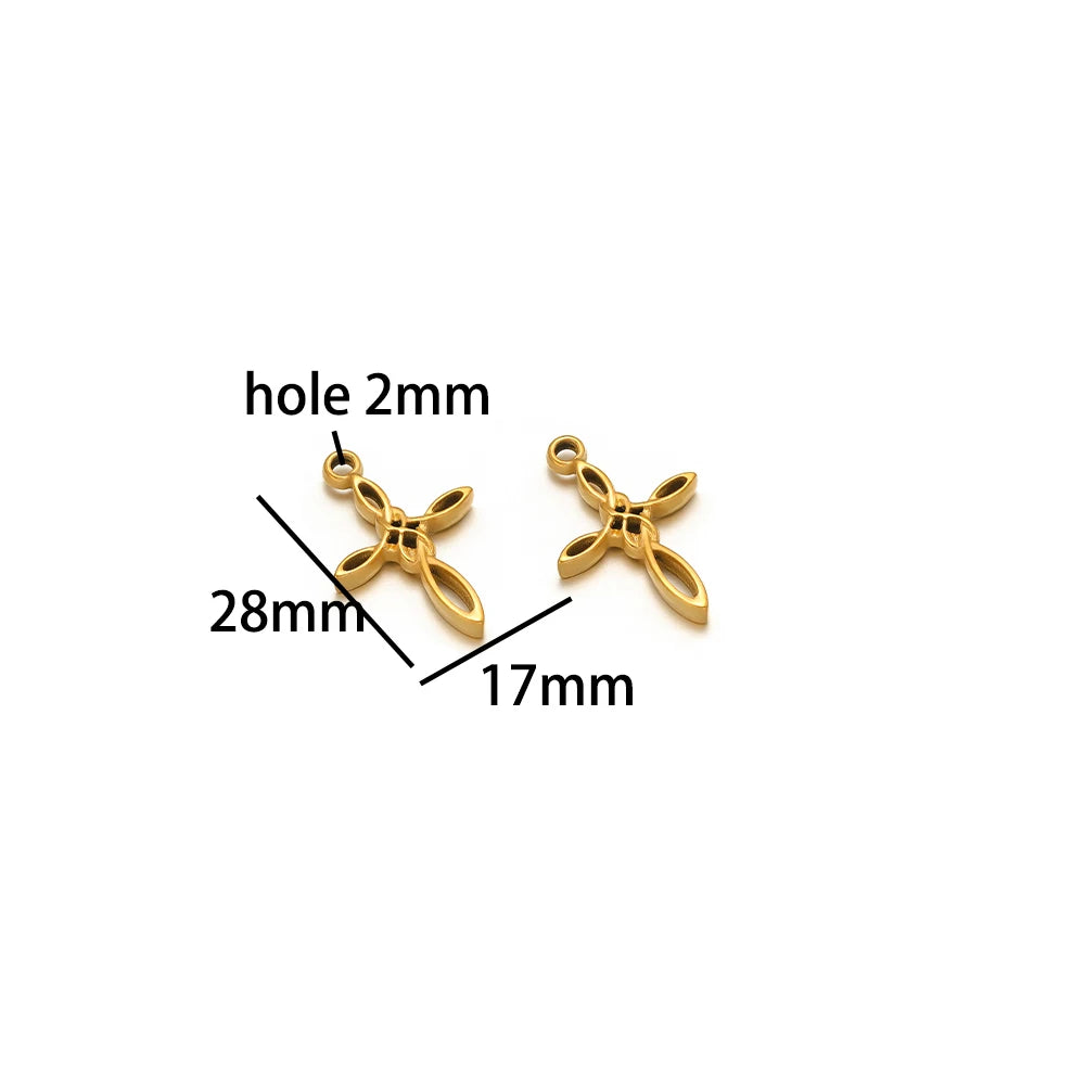 Wholesale Gold Plated Stainless Steel Moon Sun Leaf Cross Heart Charm Pendant for DIY Jewelry Necklace Making