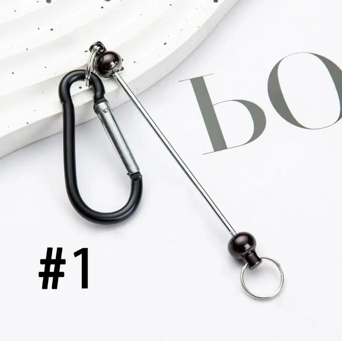 Bulk Beadable Bar Carabiner Keychain Snap Hook Removable Metal Key Ring for DIY Craft Keychain Making