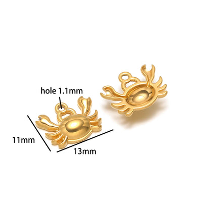 Hot Sale 18k Gold Plated Stainless Steel Enamel Crab Starfish Turtle Octopus Shell Charm Pendant for DIY Necklace Jewelry Making