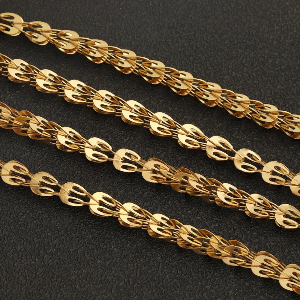 D987 New Stainless Steel 18K Gold Plated Fan-Shaped Cross-Cutout Phoenix-Tail Mesh Chain for Jewelry Necklace Anklet Body Chain