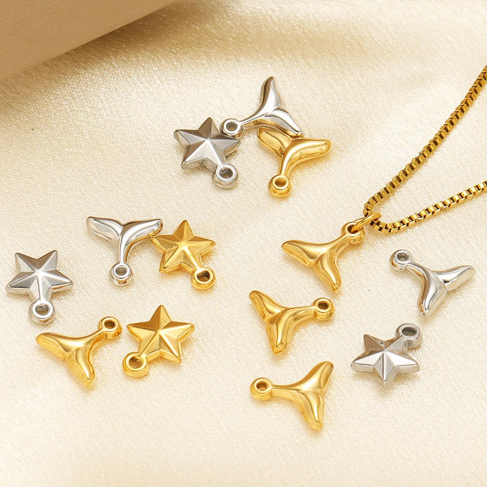 Special Design 18k Gold Plated Stainless Steel Fishtail Star Charm Pendant for Jewelry Making Accessories