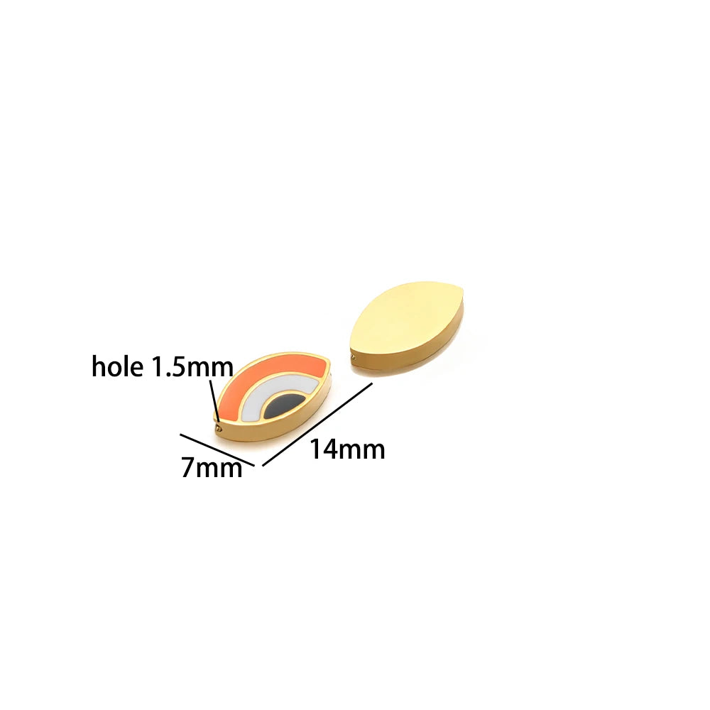 New Trend Stainless Steel Gold Plated Dripping Oil Eyes Enamel Small Fish Charm Pendant for Jewelry Making Wholesale
