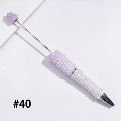 Bling Over Rhinestone Beadable Pens Sparkle Glitter Beaded Ballpoint Pen DIY Stationery for Student Office Gift Bulk Supply
