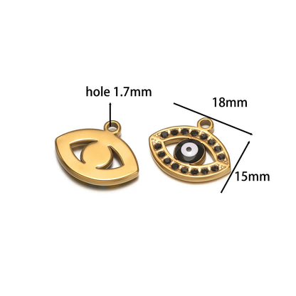 High Quality Stainless Steel 18k Gold Plated Zircon Enamel Eyes Charm Pendant for Jewelry Making Wholesale