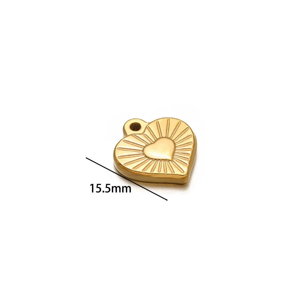 Fashion Stainless Steel 18k Gold Plated Difform Heart Charm Pendant for Diy Jewelry Necklace Earring Making Bulk