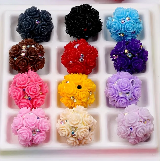 Colorful Rose Flower AB Rhinestone Clay Beads 22MM Beads for Beadable Pens DIY Jewelry Making