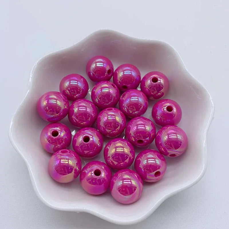 Hot Sale 500G/bag Acrylic Beads AB Plating Plastic Round Loose Beads for Mobile Phone Chain Bracelet Jewelry Making