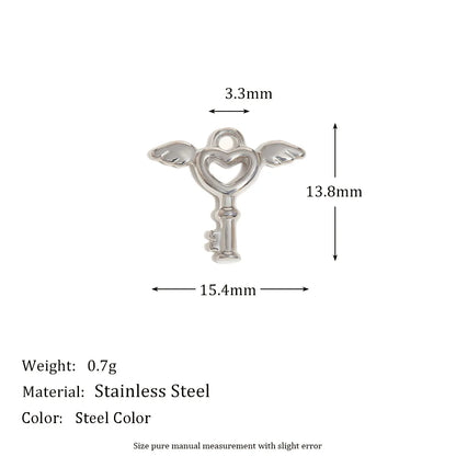 Fashion Stainless Steel 18k Gold Plated Heart Lock Flower Charms Pendant for DIY Jewelry Necklace Making