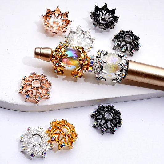 Delicate Metal Bead Caps Cages with AB Rhinestone 18mm for 16mm Round Beads Beading Projects Model S-00071 China Zhejiang