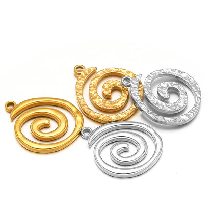 European American Retro Style Stainless Steel 18K Gold Plated Conch Spiral Hollow Charm Pendant for Jewelry Necklace Making
