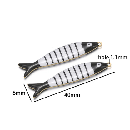 Ocean Style Cute 18k Gold Plated Stainless Steel Rainbow Colorful Enamel Fish Charm Pendant for Jewelry Necklace Making