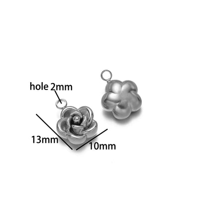 Retro Design 18k Gold Plated Stainless Steel Rose Bead Pendant Flower Charm Pendant for Bracelet Necklace Jewelry Making