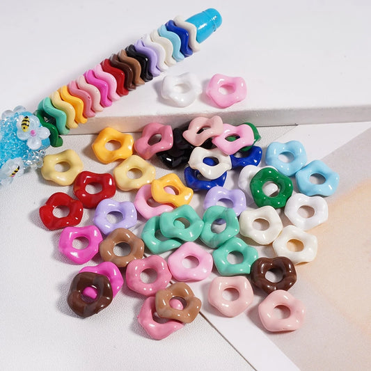Glossy Colorful Wavy Acrylic Spacer Beads 12MM with Stoving Varnish for DIY Crafts