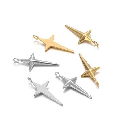 18K PVD Gold Plated Stainless Steel Cross Star Charms Pendant for DIY Jewelry Necklace Bracelet Earrings Making