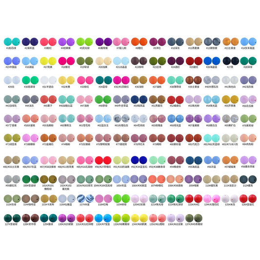 100PCS Custom Wholesale 9mm 12mm 15mm Food Grade BPA Free Baby Chew Teether Silicone DIY Beads for Pen Making Accessories