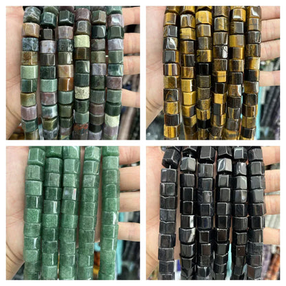 Natural Hexagon Prisms Stone Gemstone Irregular Bead, Hexagonal Rondelle Rondel Beads for DIY Jewelry Making 10x14mm, 19-20cm 8"