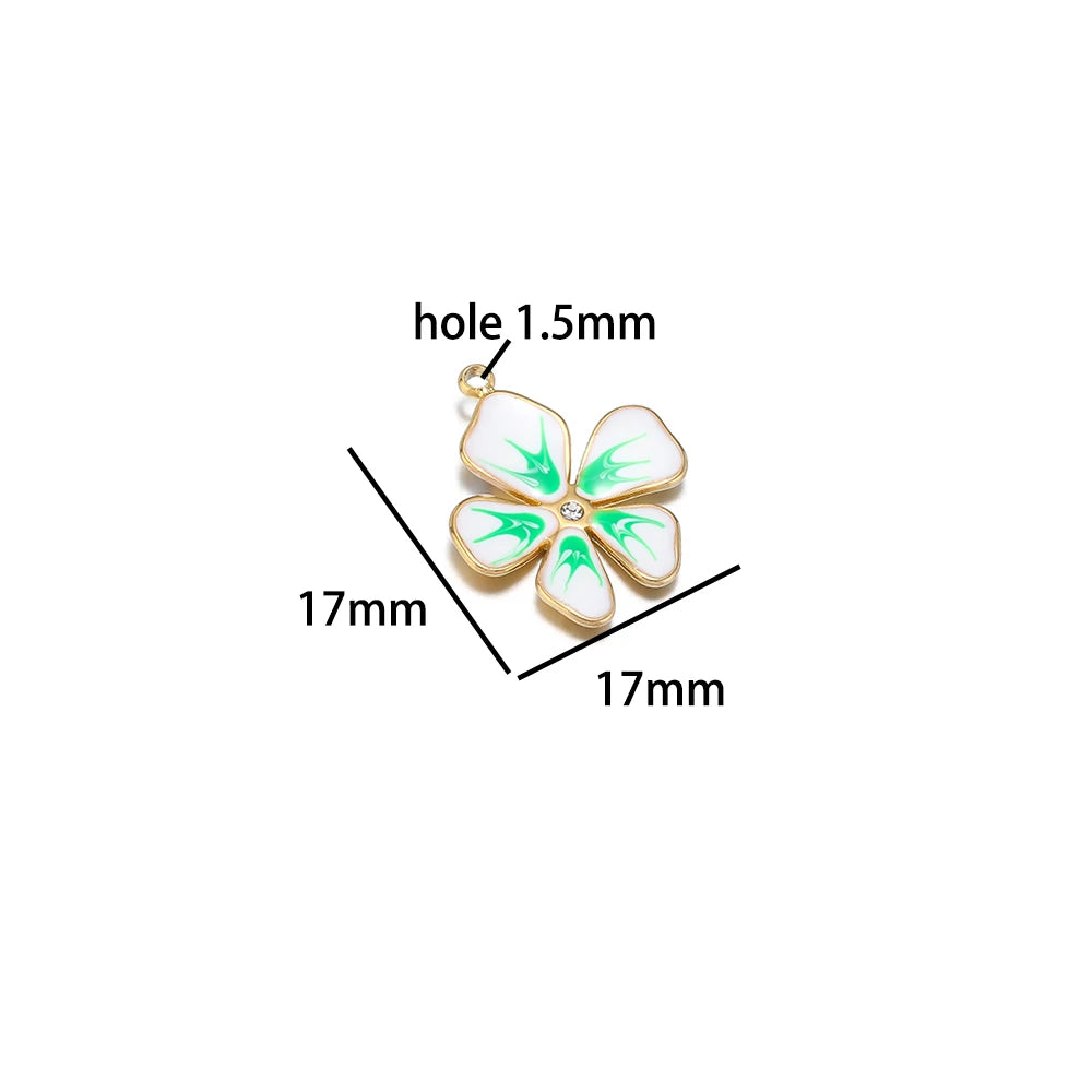 Wholesale Stainless Steel 18k Gold Plated Enamel Colored Flower Charms Pendant for DIY Women Necklace Making