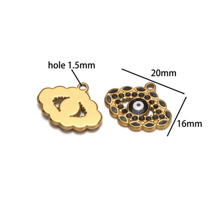 High Quality Stainless Steel 18k Gold Plated Zircon Enamel Eyes Charm Pendant for Jewelry Making Wholesale