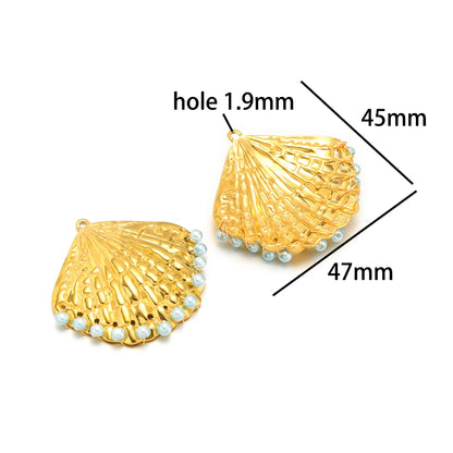 New Arrival 18k Gold Plated Stainless Steel Pearl Conch Seashell Charm Pendant for Diy Necklace Jewelry Making Accessories